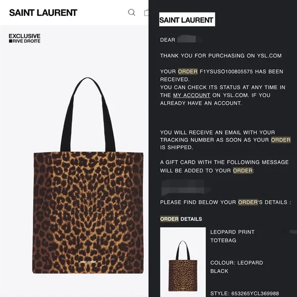 Saint Laurent leopard print canvas tote bag brand new - Picture 2 of 6